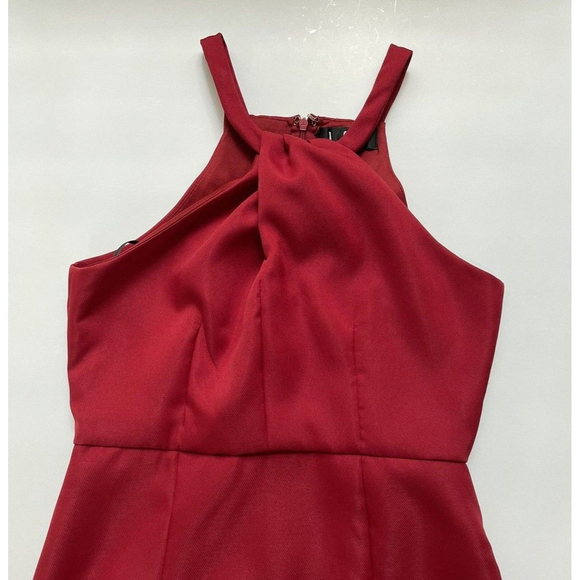 Lulu's Twist Halter Skater Mini Dress Sleeveless Cocktail Party Prom Maroon M - Picture 7 of 12